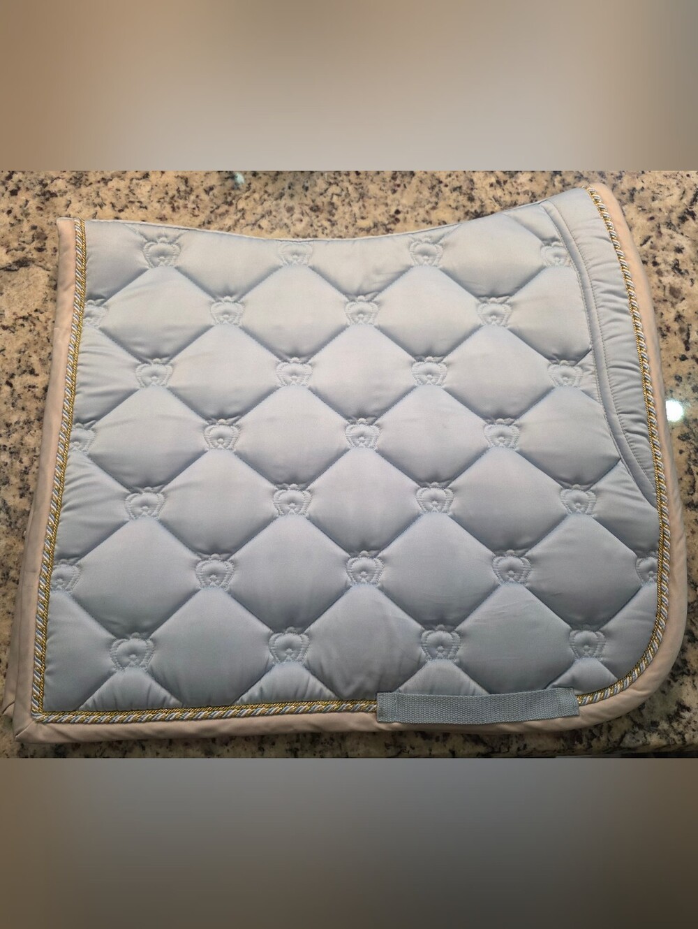 Ps Of Sweden Light Blue Full Dressage Saddle Pad with Gold Braid Trim EUC